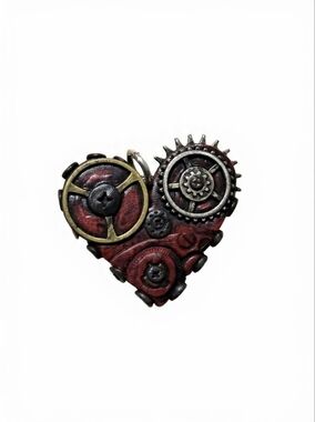 Dark Red Steampunk Gear Pendant Charm Red and Brass Men Women Unisex Accessory